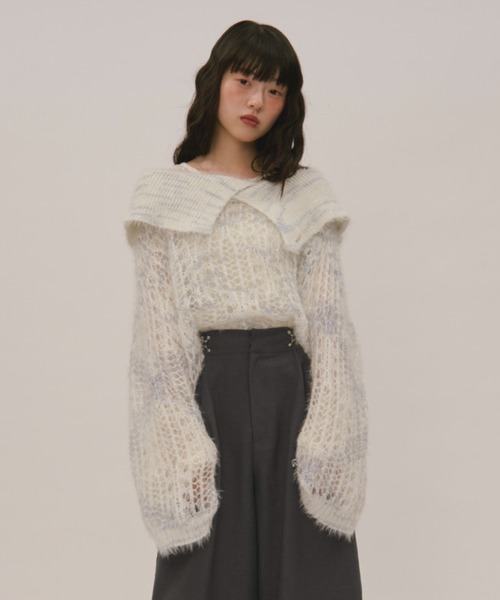 loin nuit ロワンニュイ シアーカラーニット loin nuit（ロワンニュイ）の「sheer collar knit / シアー