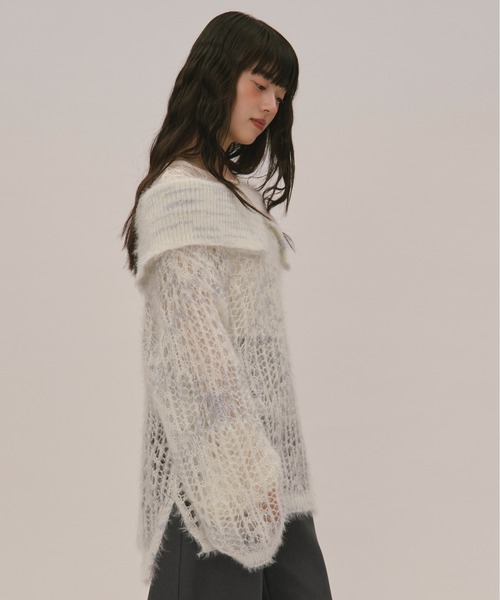 loin nuit（ロワンニュイ）の「sheer collar knit / シアー
