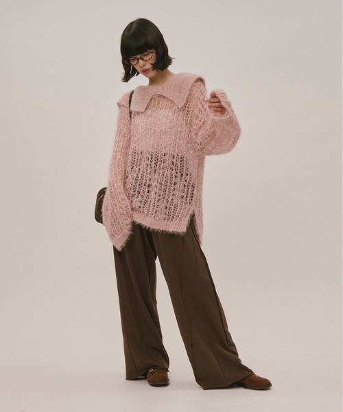 sheer collar knit / シアーカラーニット（ニット/セーター）｜loin