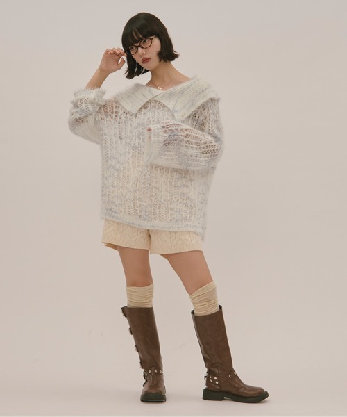 loin nuitロワンニュイ レースアップグリッターニット lace up glitter knit / レースアップグリッターニット（ニット