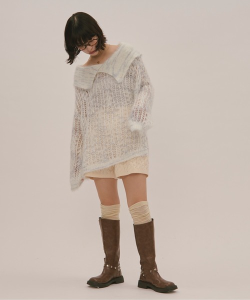 sheer collar knit / シアーカラーニット（ニット/セーター
