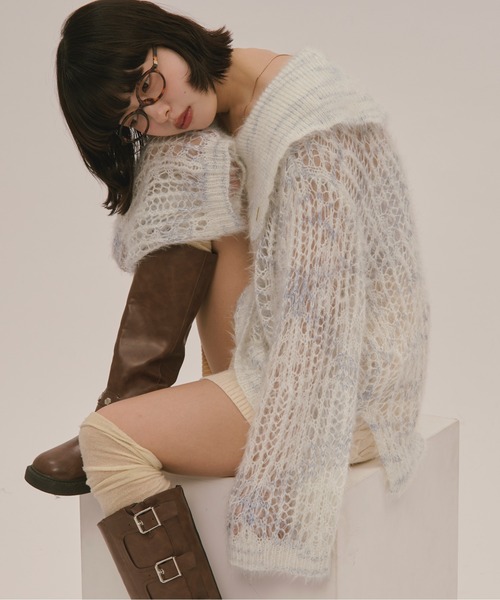 loin nuit ロワンニュイ シアーカラーニット loin nuit（ロワンニュイ）の「sheer collar knit / シアー