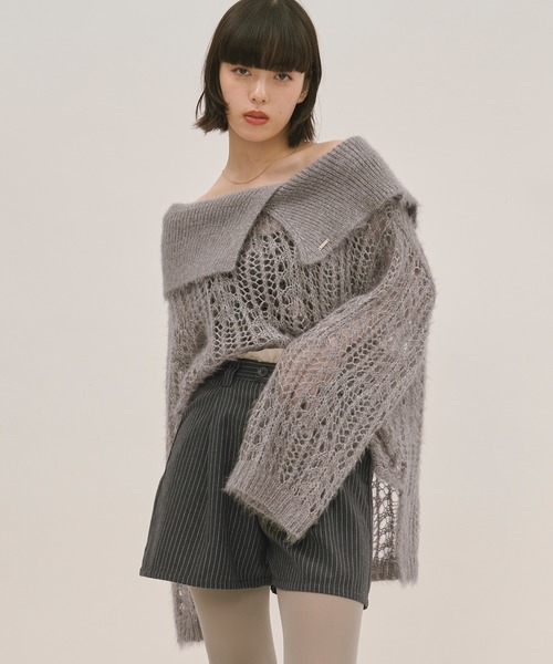 sheer collar knit / シアーカラーニット（ニット/セーター