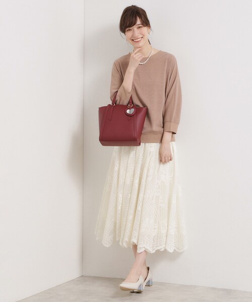 ITS'DEMO（イッツデモ）の「ミラーチャーム付き2WAYトート（ハンドバッグ・レディース・ブラック/ライトベージュ/ボルドー・00）」の10枚目の写真