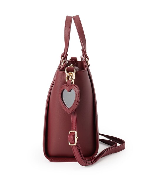 ITS'DEMO（イッツデモ）の「ミラーチャーム付き2WAYトート（ハンドバッグ・レディース・ブラック/ライトベージュ/ボルドー・00）」の18枚目の写真