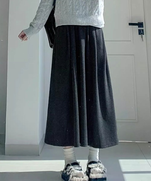 SallyLunn(サリーラン)の「ニットロングスカート(スカート・レディース・グレー/ブラック・LARGE/MEDIUM)」の4枚目の写真