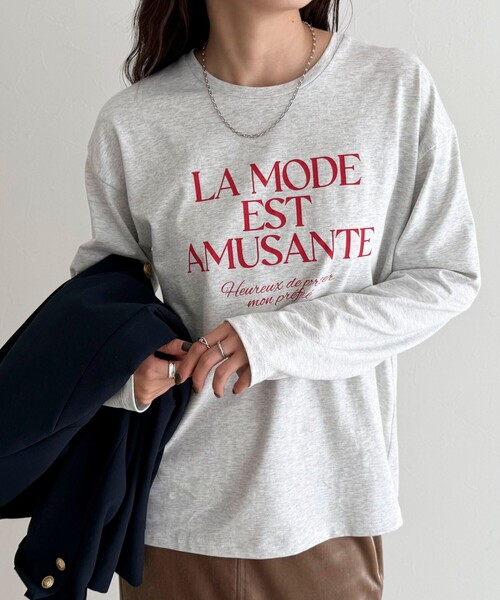 fredy emue(フレディエミュ)の「ロゴプリントロンTシャツ(Tシャツ/カットソー・レディース・ライトグレー/オフホワイト/アイボリー・38)」の8枚目の写真
