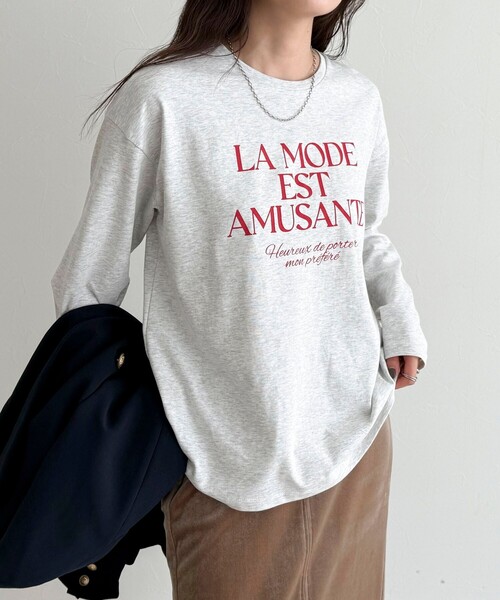 fredy emue(フレディエミュ)の「ロゴプリントロンTシャツ(Tシャツ/カットソー・レディース・ライトグレー/オフホワイト/アイボリー・38)」の9枚目の写真