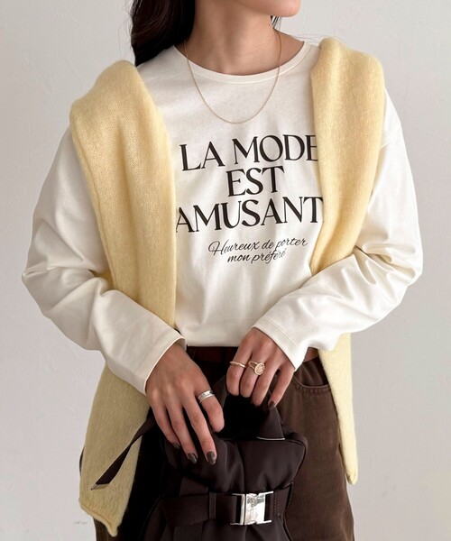 fredy emue(フレディエミュ)の「ロゴプリントロンTシャツ(Tシャツ/カットソー・レディース・ライトグレー/オフホワイト/アイボリー・38)」の20枚目の写真