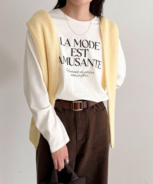 fredy emue(フレディエミュ)の「ロゴプリントロンTシャツ(Tシャツ/カットソー・レディース・ライトグレー/オフホワイト/アイボリー・38)」の21枚目の写真