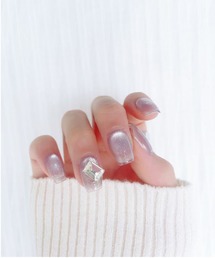 KONVINI（コンビニ）の「【not a nail】水光マグネットビジューショートネイルチップ（ネイルシール/ネイルチップ）」