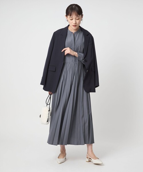 size SHORTあり］ワッシャー プリーツ ロングスリーブ ワンピース