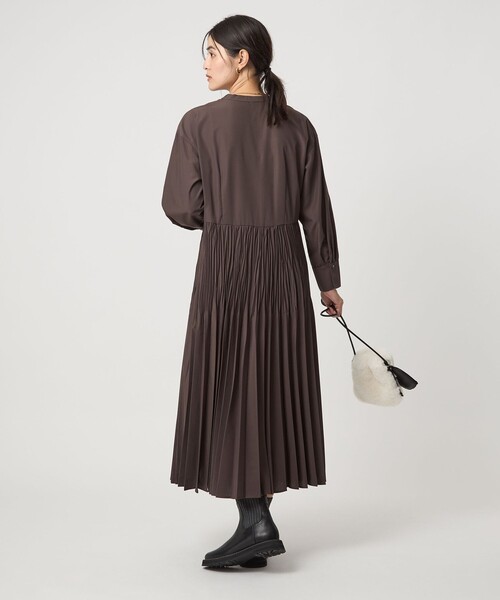 size SHORTあり］ワッシャー プリーツ ロングスリーブ ワンピース