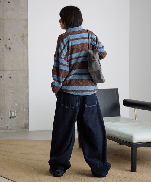 PBLIM（ページボーイリム）の「《UNISEX》ベロアボーダーニット（ニット/セーター・レディース・ブルー/イエロー・FREE）」の9枚目の写真