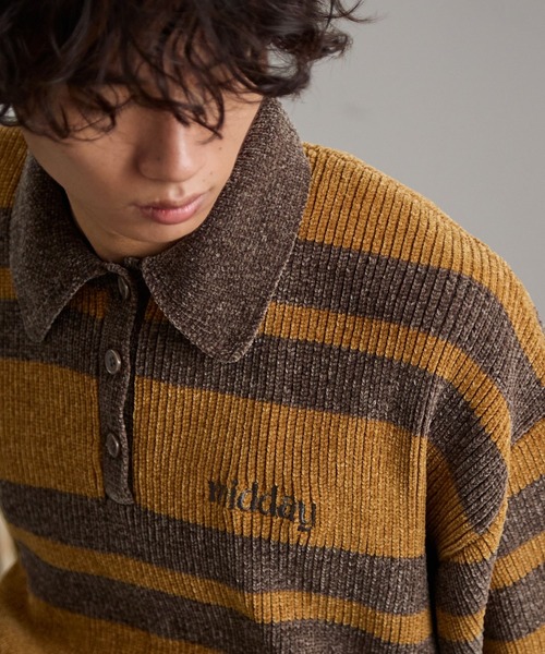 PBLIM（ページボーイリム）の「《UNISEX》ベロアボーダーニット（ニット/セーター・レディース・ブルー/イエロー・FREE）」の12枚目の写真