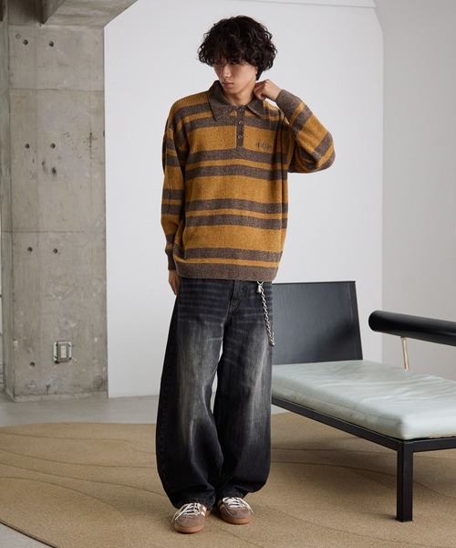 PBLIM（ページボーイリム）の「《UNISEX》ベロアボーダーニット（ニット/セーター・レディース・ブルー/イエロー・FREE）」の13枚目の写真