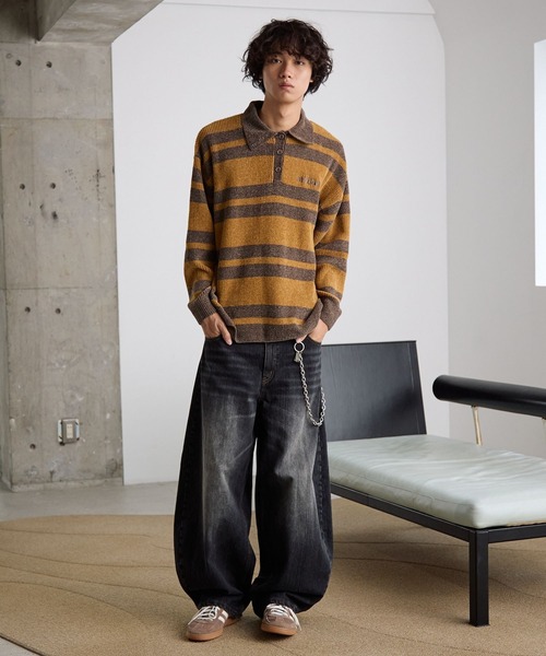 PBLIM（ページボーイリム）の「《UNISEX》ベロアボーダーニット（ニット/セーター・レディース・ブルー/イエロー・FREE）」の14枚目の写真