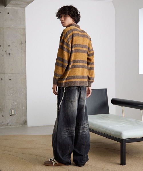 PBLIM（ページボーイリム）の「《UNISEX》ベロアボーダーニット（ニット/セーター・レディース・ブルー/イエロー・FREE）」の15枚目の写真