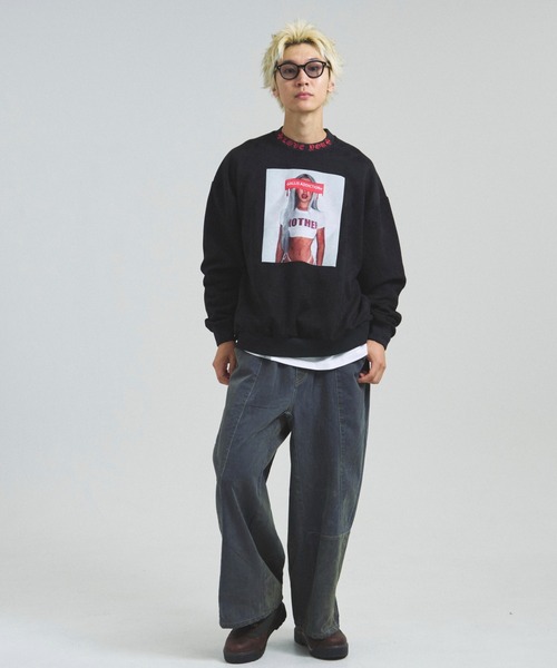 GALLIS ADDICTION（ガリスアディクション）の「GA SUEDE PHOTO CREW（スウェット・メンズ・ブラック/アイボリー・M/L）」の10枚目の写真