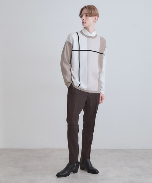 tk.TAKEO KIKUCHI（ティーケータケオキクチ）の「【洗える】クロスオーバーニット（ニット/セーター・メンズ・ホワイト系7/ダークブラウン系4/ブラック系4/ブルー系4・01/02/03/04）」の9枚目の写真