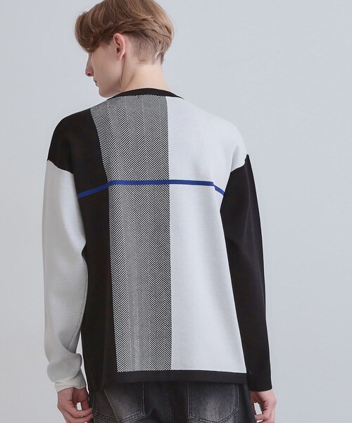 tk.TAKEO KIKUCHI（ティーケータケオキクチ）の「【洗える】クロスオーバーニット（ニット/セーター・メンズ・ホワイト系7/ダークブラウン系4/ブラック系4/ブルー系4・01/02/03/04）」の6枚目の写真