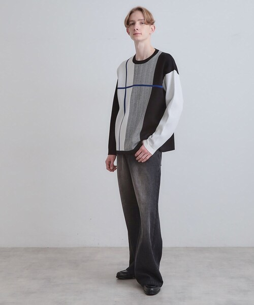 tk.TAKEO KIKUCHI（ティーケータケオキクチ）の「【洗える】クロスオーバーニット（ニット/セーター・メンズ・ホワイト系7/ダークブラウン系4/ブラック系4/ブルー系4・01/02/03/04）」の5枚目の写真