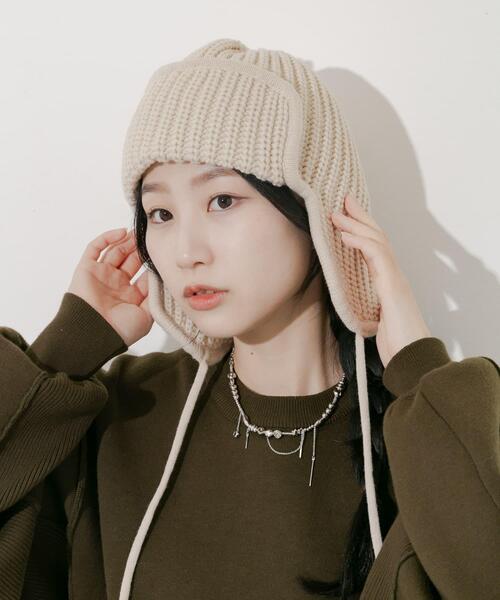 セール】リブニットフライトキャップ（ニットキャップ/ビーニー