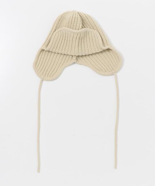 SMELLY（スメリー）の「リブニットフライトキャップ（ニットキャップ/ビーニー・レディース・モカ/チャコールグレー/ベージュ・-）」の11枚目の写真