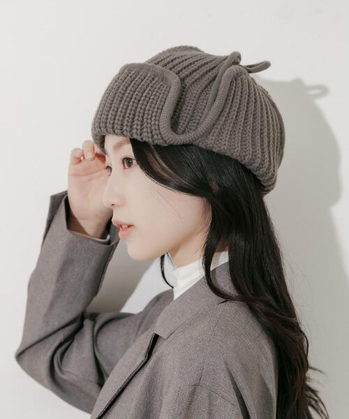 SMELLY（スメリー）の「リブニットフライトキャップ（ニットキャップ/ビーニー・レディース・モカ/チャコールグレー/ベージュ・-）」の13枚目の写真