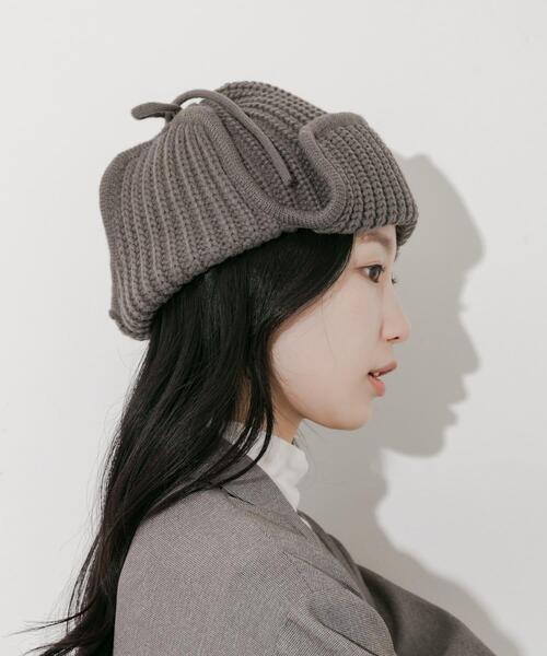 SMELLY（スメリー）の「リブニットフライトキャップ（ニットキャップ/ビーニー・レディース・モカ/チャコールグレー/ベージュ・-）」の15枚目の写真