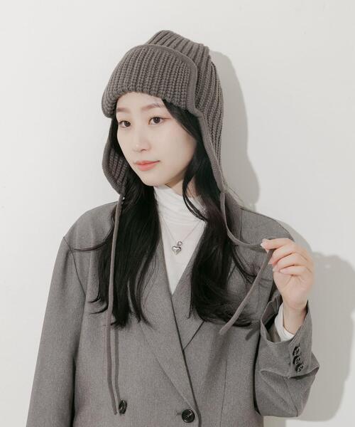 セール】リブニットフライトキャップ（ニットキャップ/ビーニー