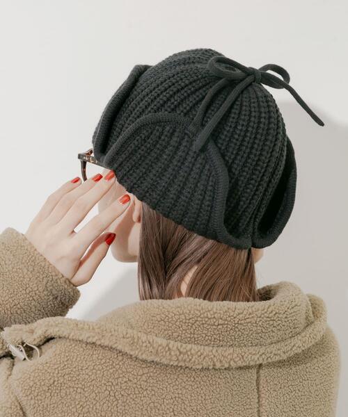 SMELLY（スメリー）の「リブニットフライトキャップ（ニットキャップ/ビーニー・レディース・モカ/チャコールグレー/ベージュ・-）」の22枚目の写真