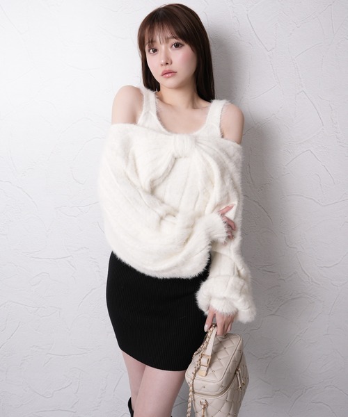 リボンフェザーレイヤードワンピース