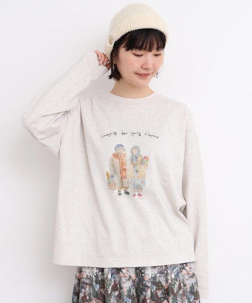 l'atelier du savon（アトリエドサボン）の「_冬の終わりの、お散歩おばあちゃんT（Tシャツ/カットソー・レディース・オートミール・FREE）」の13枚目の写真
