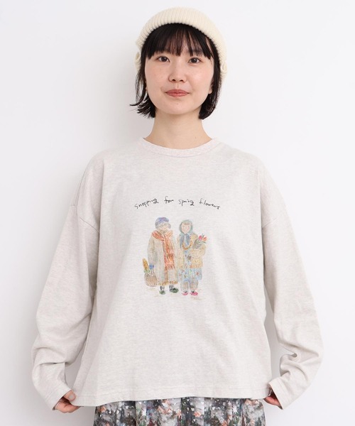 l'atelier du savon（アトリエドサボン）の「_冬の終わりの、お散歩おばあちゃんT（Tシャツ/カットソー・レディース・オートミール・FREE）」の14枚目の写真