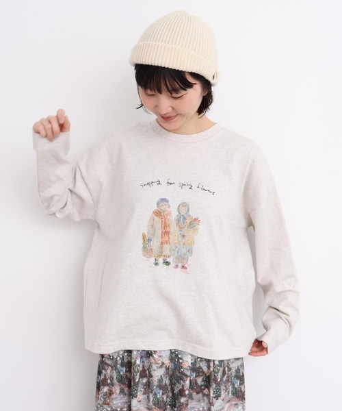 l'atelier du savon（アトリエドサボン）の「_冬の終わりの、お散歩おばあちゃんT（Tシャツ/カットソー・レディース・オートミール・FREE）」の15枚目の写真