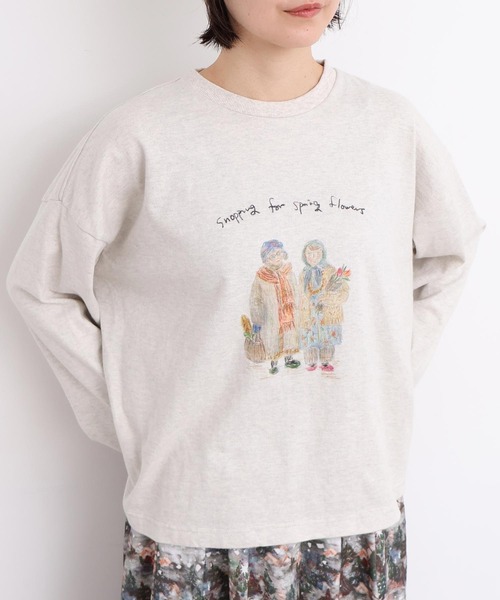 l'atelier du savon（アトリエドサボン）の「_冬の終わりの、お散歩おばあちゃんT（Tシャツ/カットソー・レディース・オートミール・FREE）」の4枚目の写真