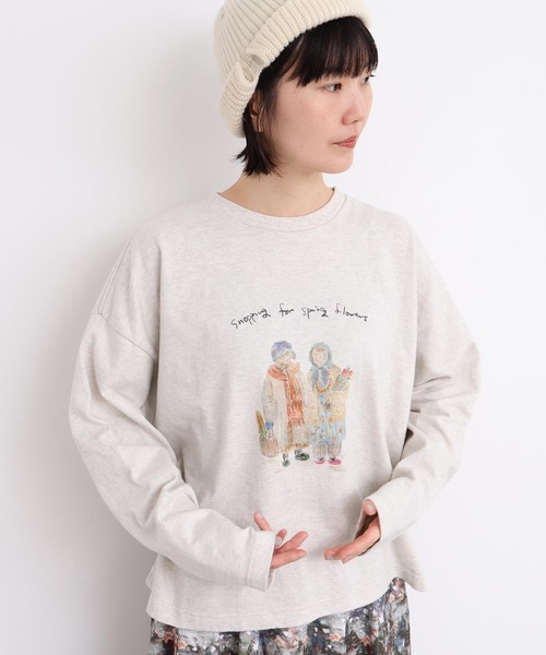 l'atelier du savon（アトリエドサボン）の「_冬の終わりの、お散歩おばあちゃんT（Tシャツ/カットソー・レディース・オートミール・FREE）」の3枚目の写真