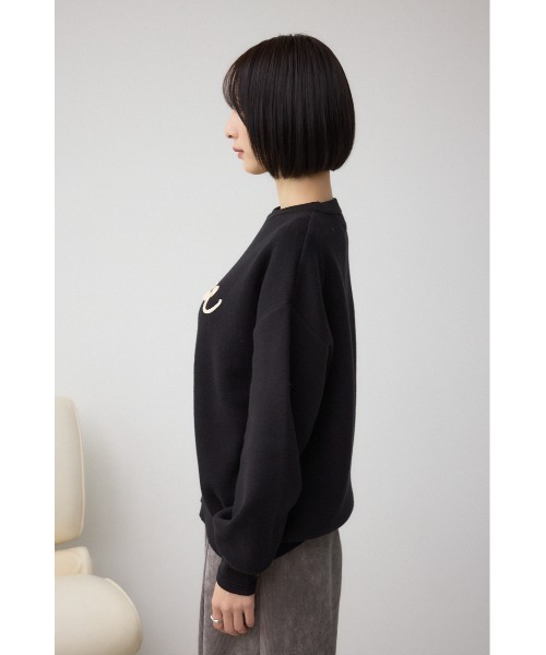 AZUL by moussy(アズールバイマウジー)の「ロゴ刺繍ニットトップス(ニット/セーター・レディース・ブラック/ライトイエロー/杢グレー・FREE)」の9枚目の写真