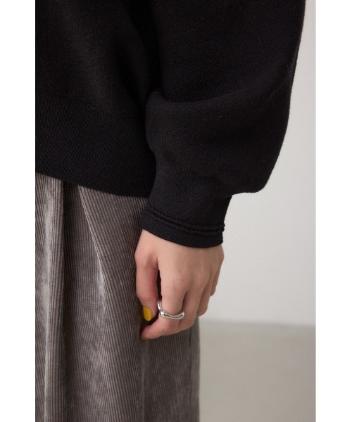 AZUL by moussy(アズールバイマウジー)の「ロゴ刺繍ニットトップス(ニット/セーター・レディース・ブラック/ライトイエロー/杢グレー・FREE)」の13枚目の写真