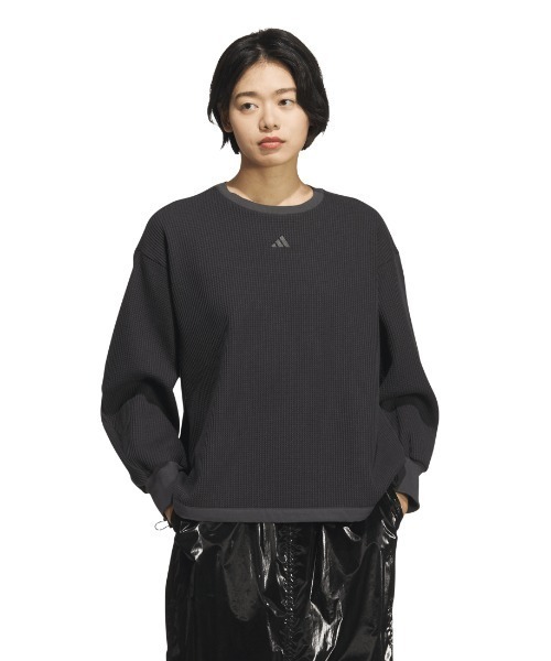 adidas(アディダス)の「【別注】アディダス adidas ラックスフロー オールデイズ ルーズフィット ワッフル フリース クルーシ 限定コラボ(Tシャツ/カットソー・レディース・オフホワイト/チャコールグレー/ピンク・S/M/L/XL)」の18枚目の写真