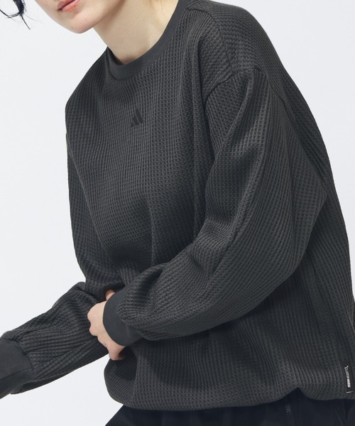 adidas(アディダス)の「【別注】アディダス adidas ラックスフロー オールデイズ ルーズフィット ワッフル フリース クルーシ 限定コラボ(Tシャツ/カットソー・レディース・オフホワイト/チャコールグレー/ピンク・S/M/L/XL)」の10枚目の写真