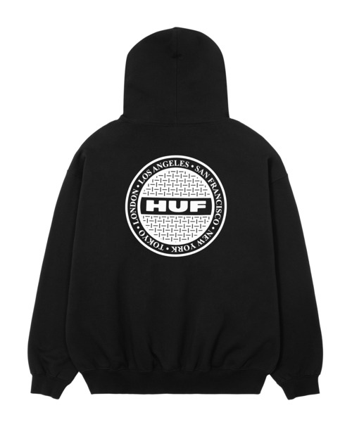 HUF（ハフ）の「MANHOLE FULL ZIP HOODIE（パーカー・メンズ・アッシュグレー/ブラック/ネイビー・S/M/L/XL/XXL）」の5枚目の写真