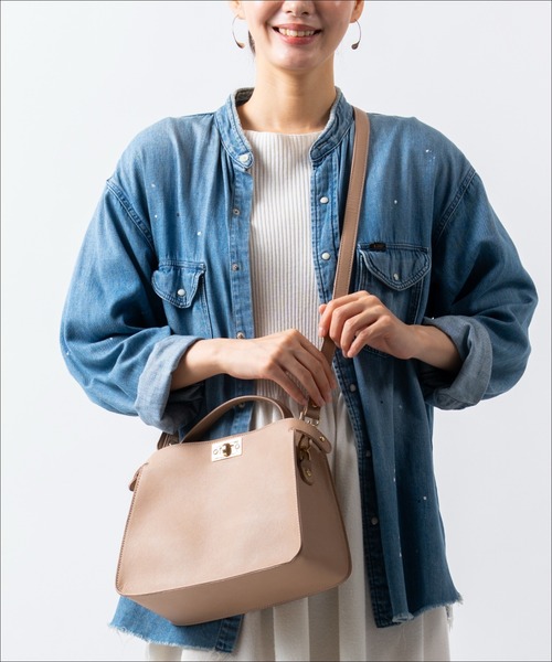 MURA(ムラ)の「Cantea(カンテア) PU(合成皮革) 2WAY ショルダーベルト付き ハンドバッグ(ショルダーバッグ・レディース・ダークブラウン/キャメル/ベージュ/ネイビー/グレー/ブラック・FREE)」の4枚目の写真
