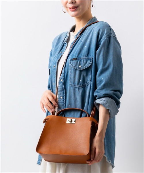 MURA(ムラ)の「Cantea(カンテア) PU(合成皮革) 2WAY ショルダーベルト付き ハンドバッグ(ショルダーバッグ・レディース・ダークブラウン/キャメル/ベージュ/ネイビー/グレー/ブラック・FREE)」の6枚目の写真