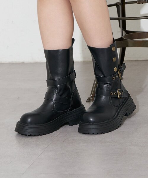 CIAOPANIC（チャオパニック）の「【neutral by ciaopanic】厚底ベルト付ブーツ（ブーツ・レディース・ブラック/ブラウン・36/37/38）」の3枚目の写真