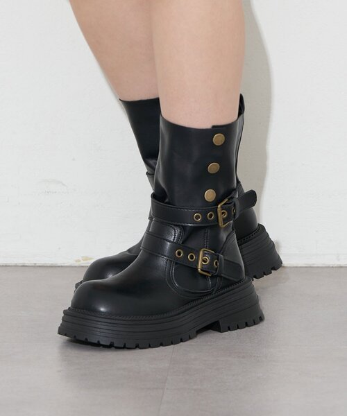 CIAOPANIC（チャオパニック）の「【neutral by ciaopanic】厚底ベルト付ブーツ（ブーツ・レディース・ブラック/ブラウン・36/37/38）」の4枚目の写真
