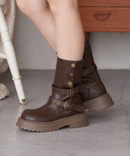 CIAOPANIC（チャオパニック）の「【neutral by ciaopanic】厚底ベルト付ブーツ（ブーツ・レディース・ブラック/ブラウン・36/37/38）」の9枚目の写真