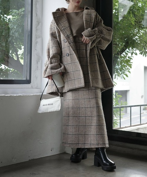 WILLFULLY(ウィルフリー)の「waist frill shaggy pencil SK(スカート・レディース・チャコール/ベージュ系その他/キャメル/ブラック・S/M)」の7枚目の写真