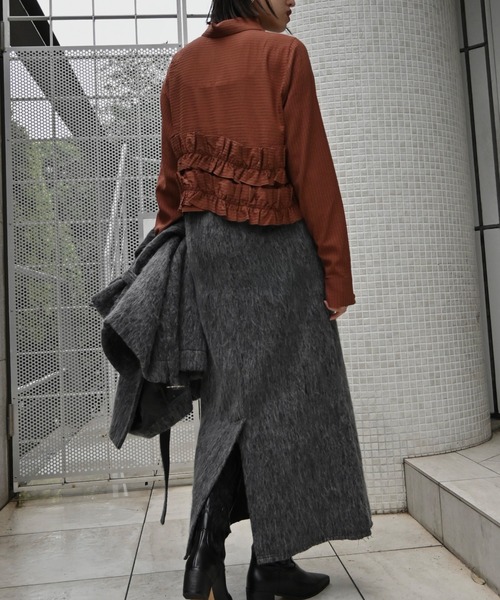 WILLFULLY(ウィルフリー)の「waist frill shaggy pencil SK(スカート・レディース・チャコール/ベージュ系その他/キャメル/ブラック・S/M)」の19枚目の写真
